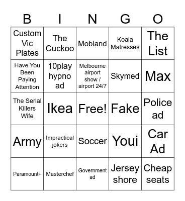 10play bongo Bingo Card