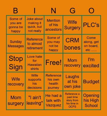 Super Summit BINGO Card
