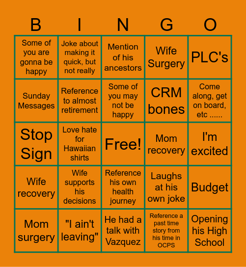 Super Summit BINGO Card
