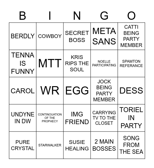 DELTARUNE BINGO Card