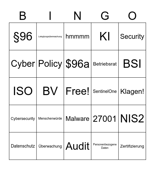 Security Bingo Card