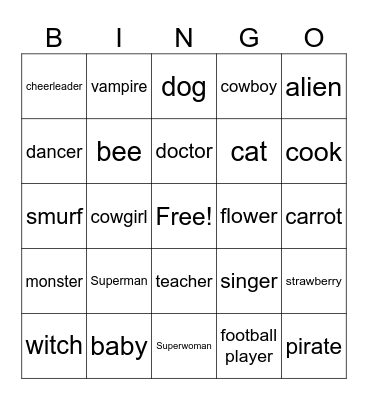 Costumes Bingo Card