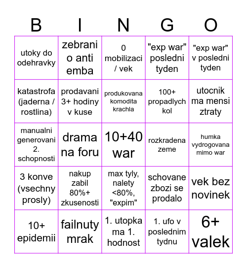 WG Bingo Card