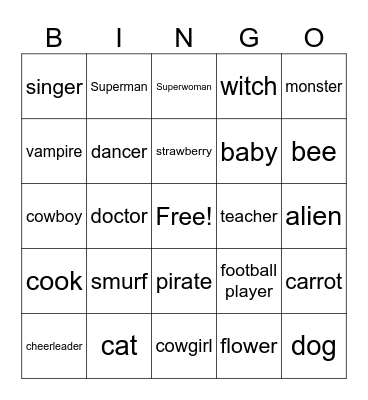 Costumes Bingo Card
