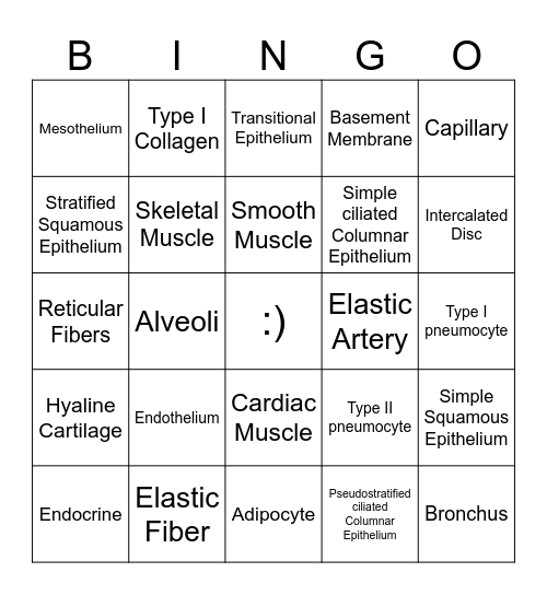 Tissue BINGO! Bingo Card