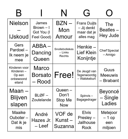 Familiedag 2025 Bingo Card