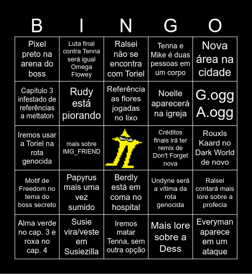 Bingo de Deltarune capítulo 3 e 4 Bingo Card