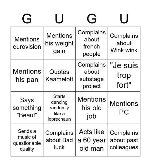 Gugu bingo Card