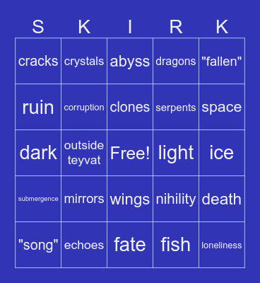 5.7 Livestream Motifs Bingo Card