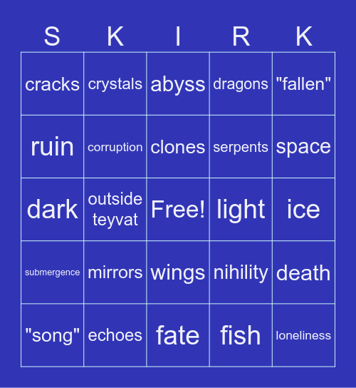 5.7 Livestream Motifs Bingo Card