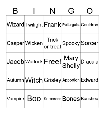 Halloween Bingo Card