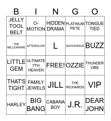 Pure Romance Bingo Card