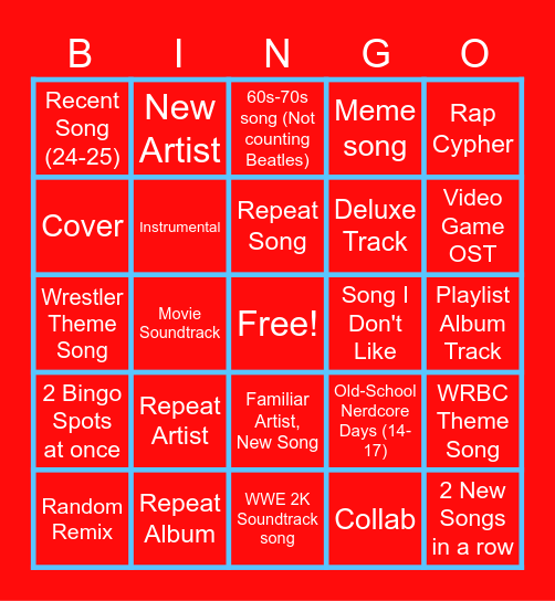 Apple Music Bingo Card