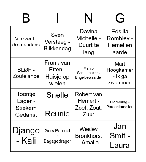 Hollandse hits Bingo Card