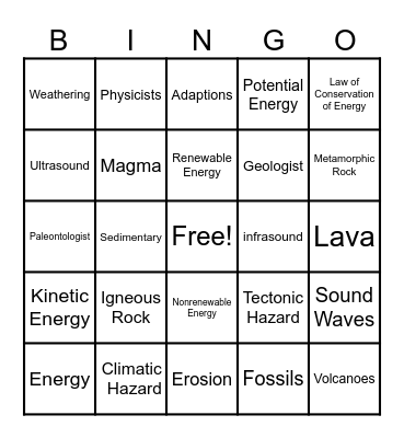 Science Bingo - 4th Grade Bingo Card