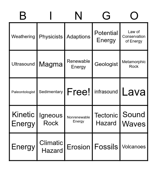 Science Bingo - 4th Grade Bingo Card