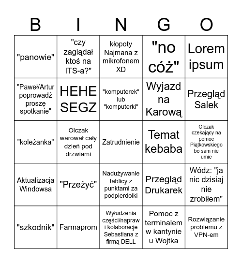 Pieńkowskie BINGO Card