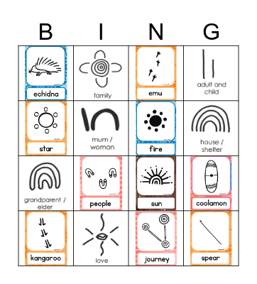 NAIDOC Aboriginal Symbols Bingo Card