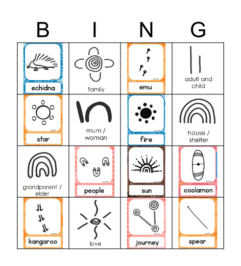 NAIDOC Aboriginal Symbols Bingo Card
