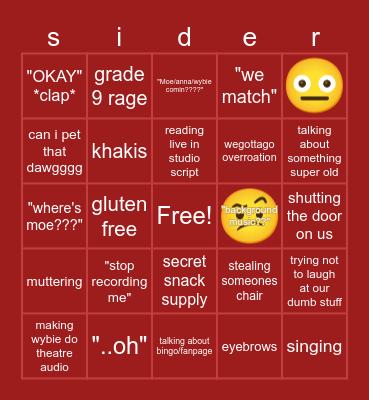 mr sider bingo 2.0 Bingo Card