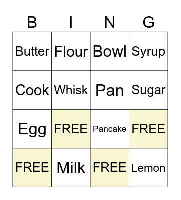PANCAKES Bingo Card