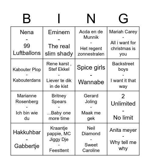 Foute uur!! Bingo Card