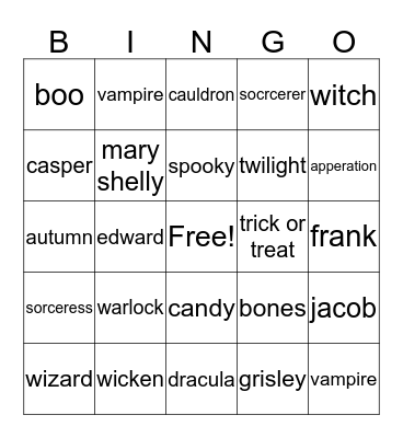 Halloween Bingo Card