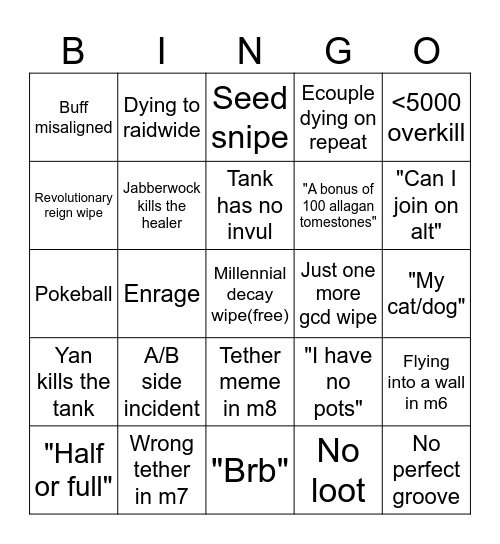 Reclear Bingo Card