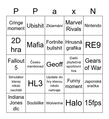 Summer Game Fest 2025 Bingo Card