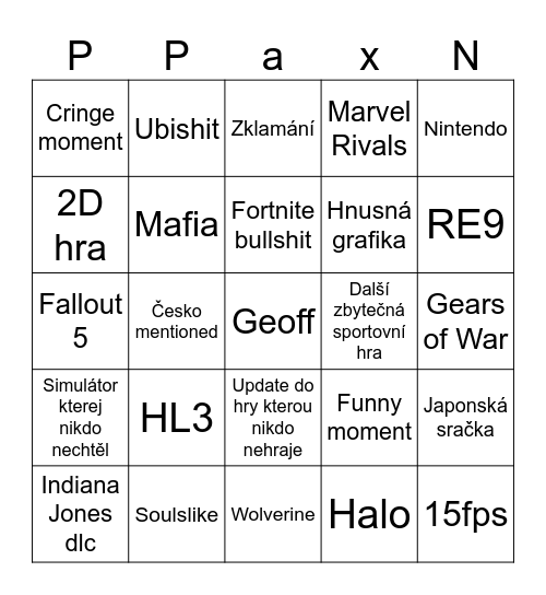 Summer Game Fest 2025 Bingo Card