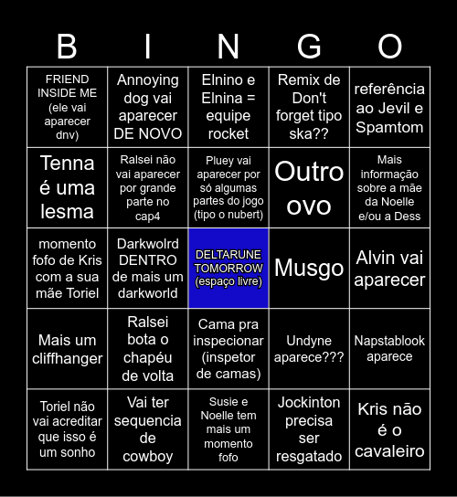 CAPÍTULOS NOVOS DELTARUNE Bingo Card