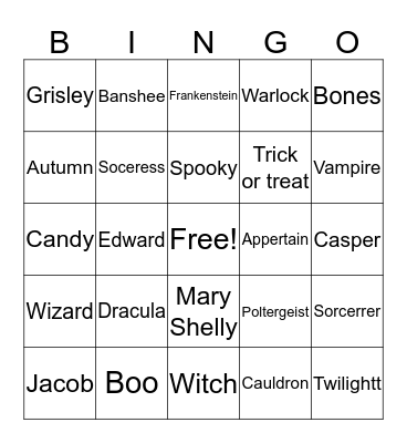 Halloween  Bingo Card