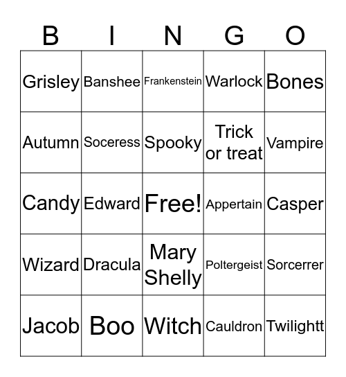 Halloween  Bingo Card