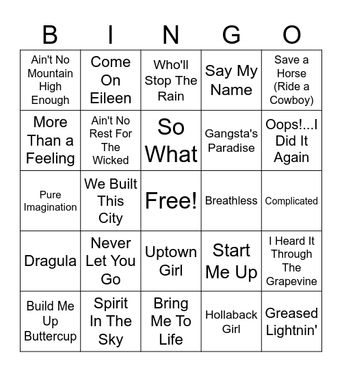 Music Bingo 4 Bingo Card