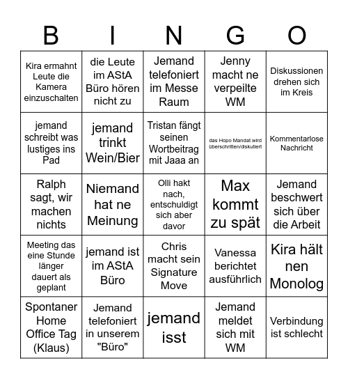 AStA Bullshit Bingo Card