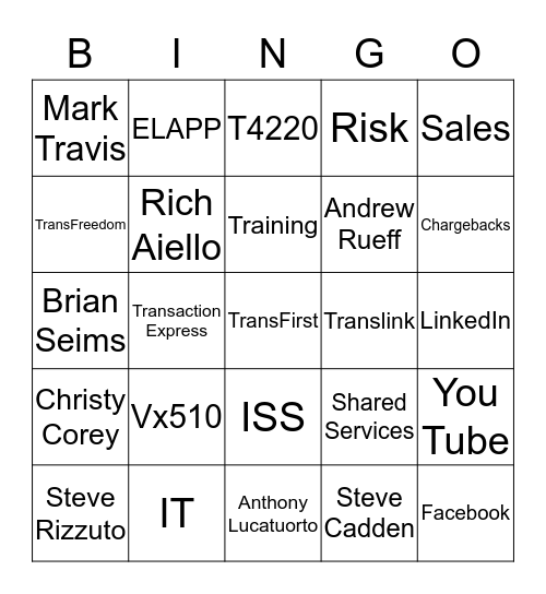 TransFirst Bingo Card