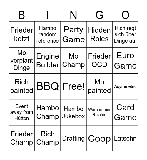 Hüttenbingo 2025 Bingo Card