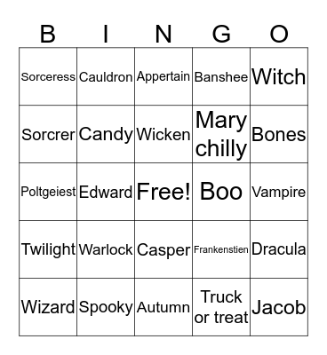 Halloween  Bingo Card