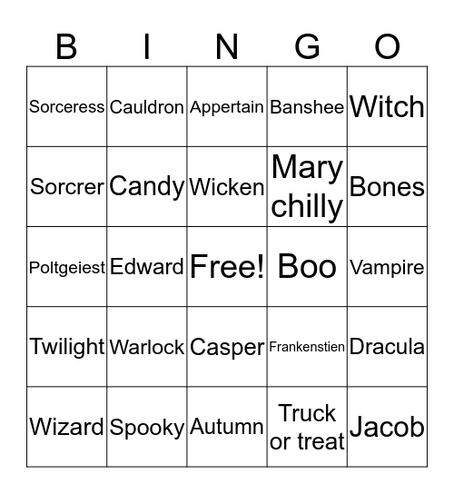 Halloween  Bingo Card