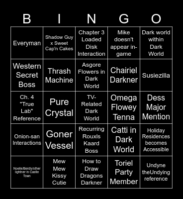 Deltarune 3+4 Predictions >:D Bingo Card