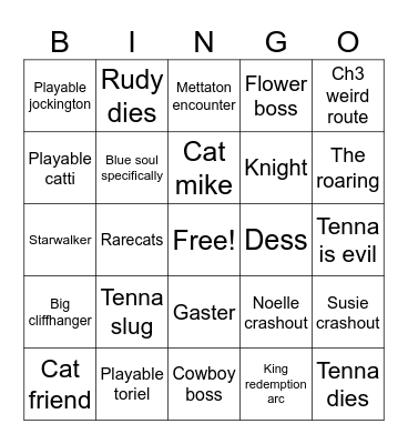 Deltaruna Chapter 3+4 bingo Card