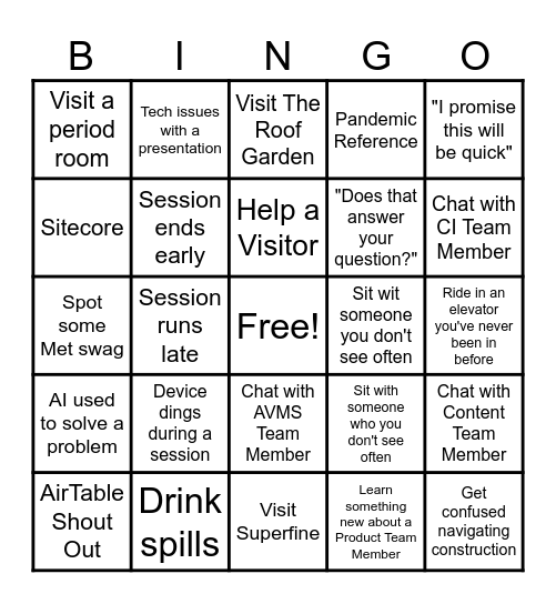 Summit Bingo Card