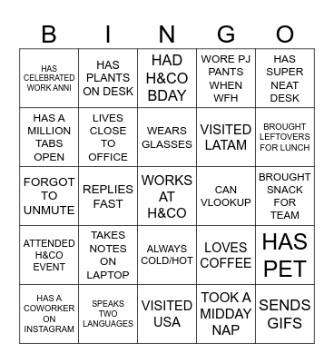 OPS TEAM MONDAY MORNING Bingo Card