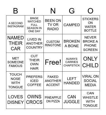 ROUND 2 Bingo Card