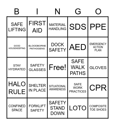 SAFETY BINGO Card