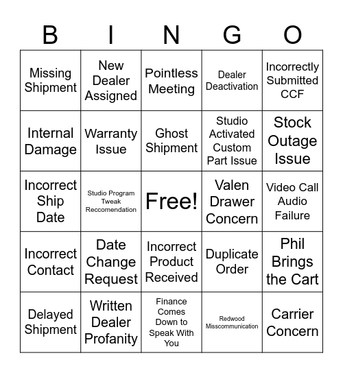 CCB Bingo Card