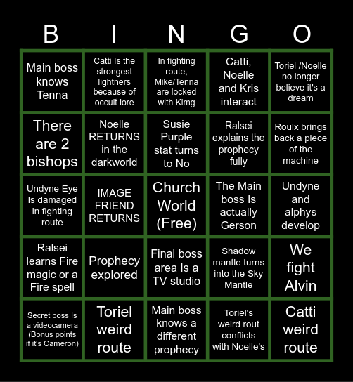 Deltarune Chapter 4 BINGO Card