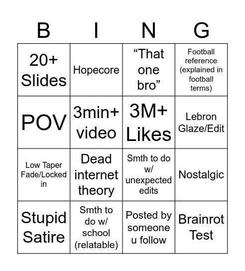 TikTok Bingo 2025 Edition Bingo Card