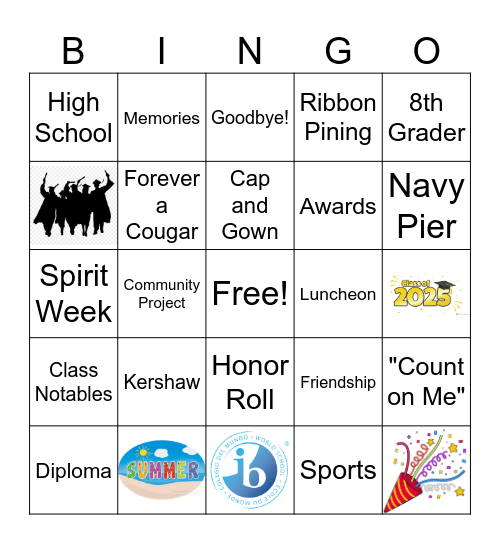 Class of 2025 Bingo Card