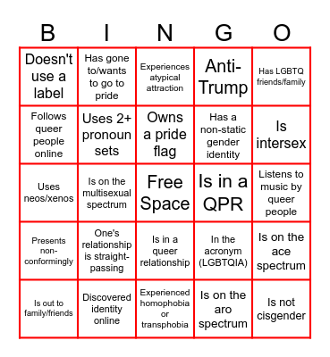 ★Pride Bingo (bc it's June <3)★ Bingo Card